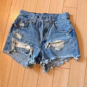 Levi's Light Blue Distressed Jean Shorts